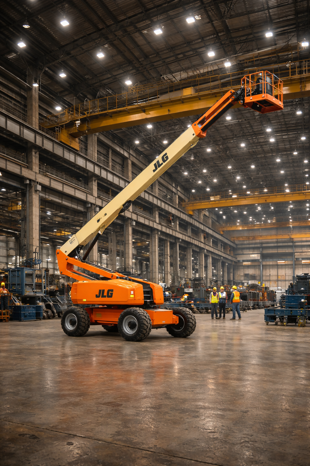 Industrial maintenance using boom and man lifts