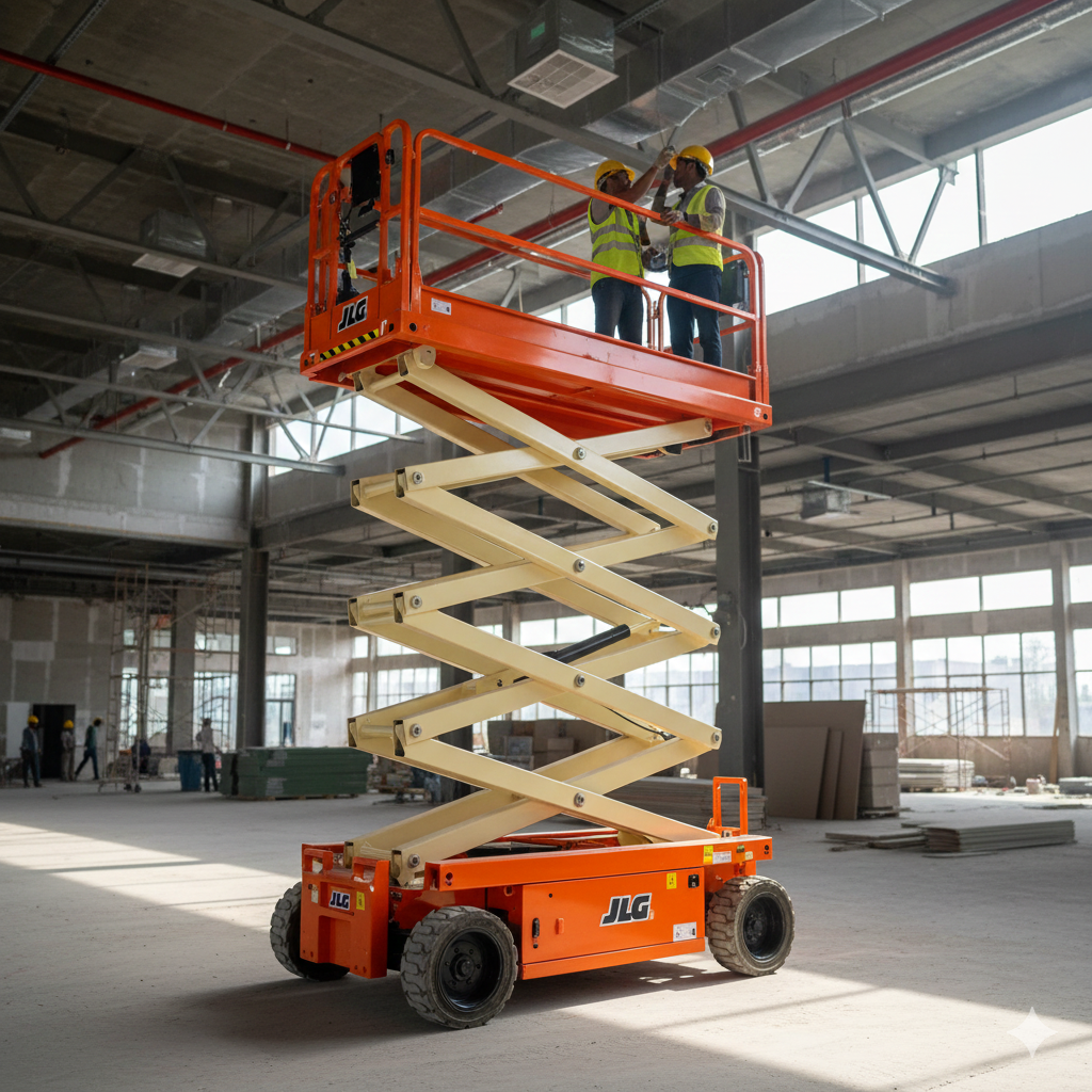 Scissor lifts inside factories and malls